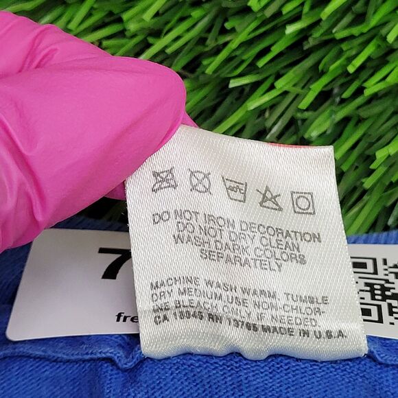 Vintage 90s Fruit-of-The-Loom Shirt XL 23x27 Blue Slogan - Picture 7 of 16